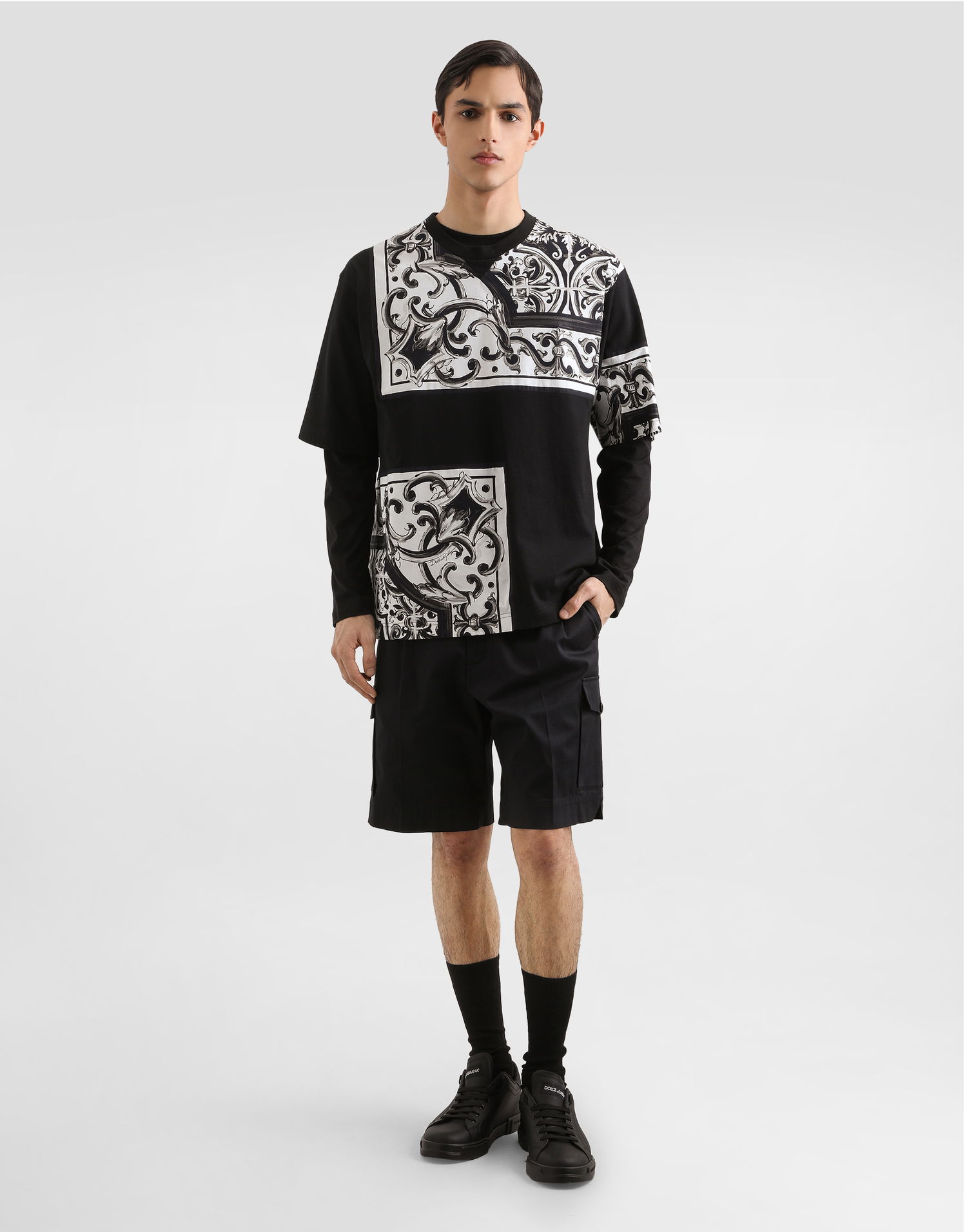 Tričko Dolce & Gabbana Dolce & Gabbana Embroidered Cotton T-Shirt Čierna | G8SD2ZG7PEAN0000, 1