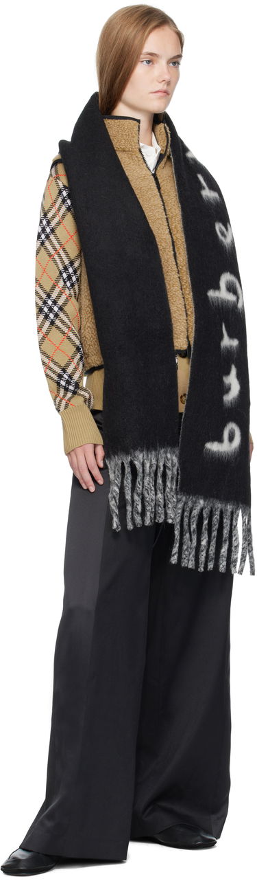 Šál Burberry Burberry Alpaca Wool Blend Logo Scarf Čierna | 8114081, 2