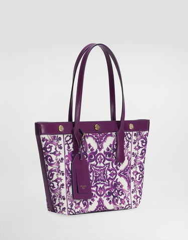 Tote bag Dolce & Gabbana Dolce & Gabbana Atene Majolica-Print Canvas Shopping Tote Fialová | BB7828AN220I23TN, 2