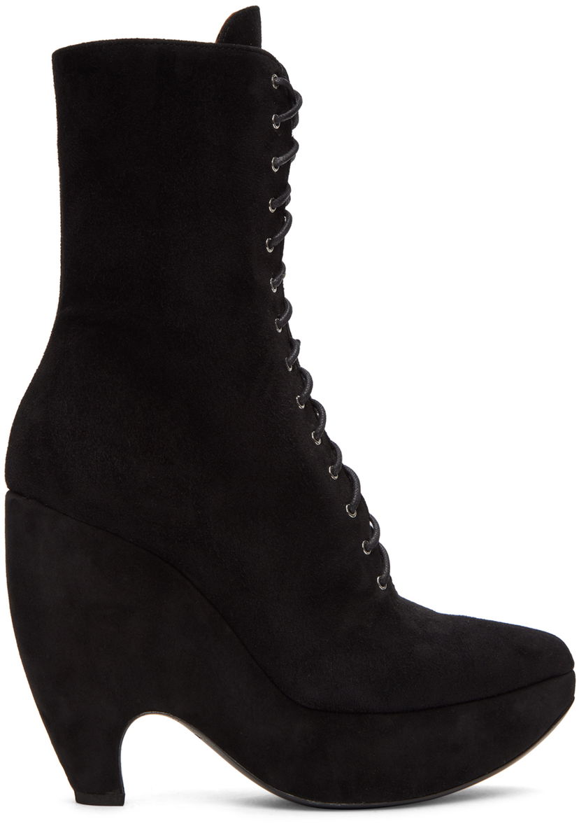 Šaty Alaïa ALAÏA Suede Lace-Up Wedge Boots Čierna | AA3B038C0C05