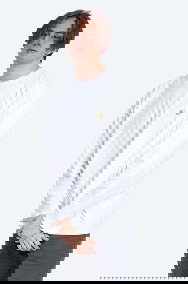 Tričko Carhartt WIP Long-sleeved T-shirt Biela | I026392.WHITE.GOLD, 4