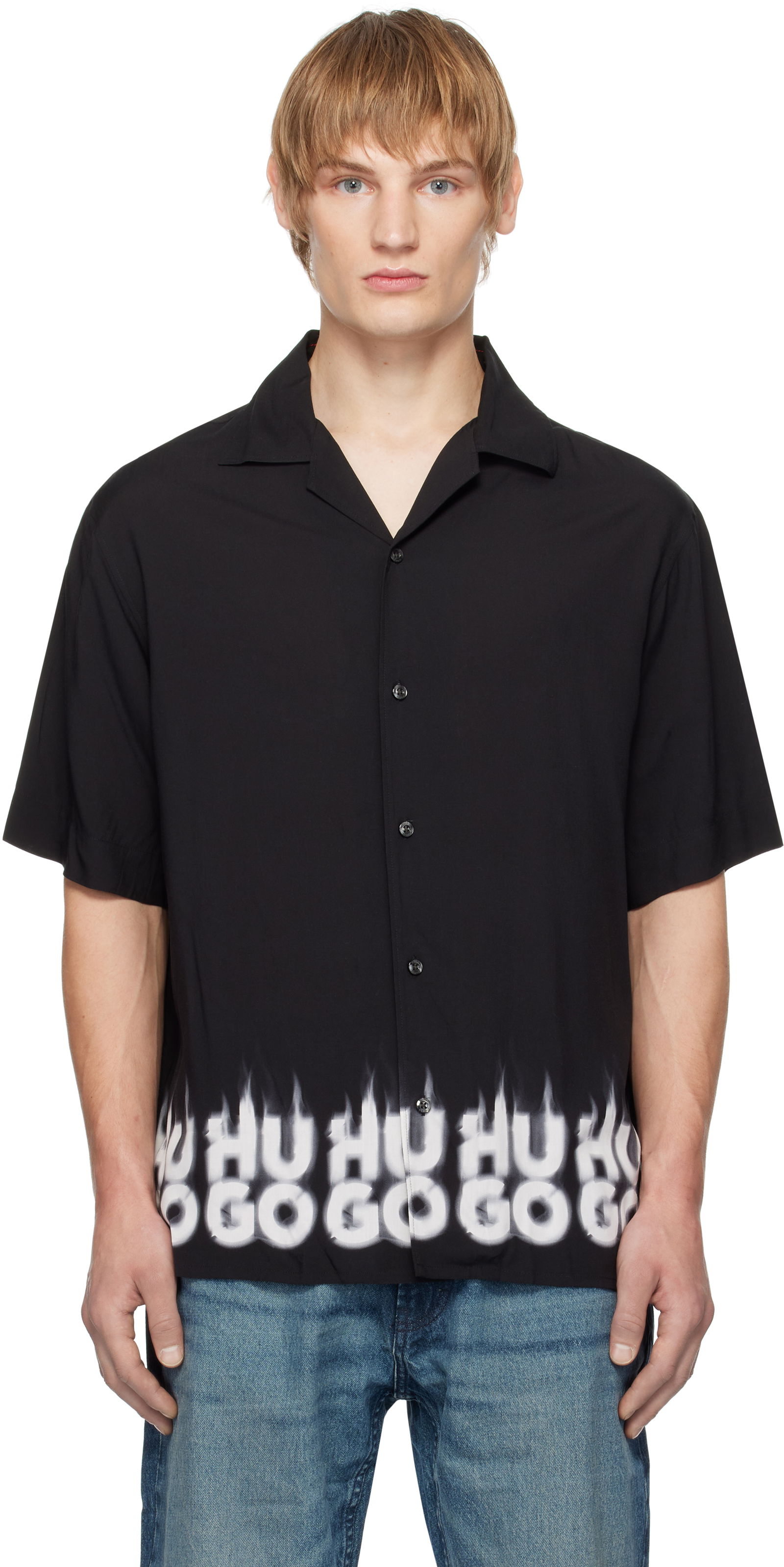 Oversized Smoke Logo Print Shirt