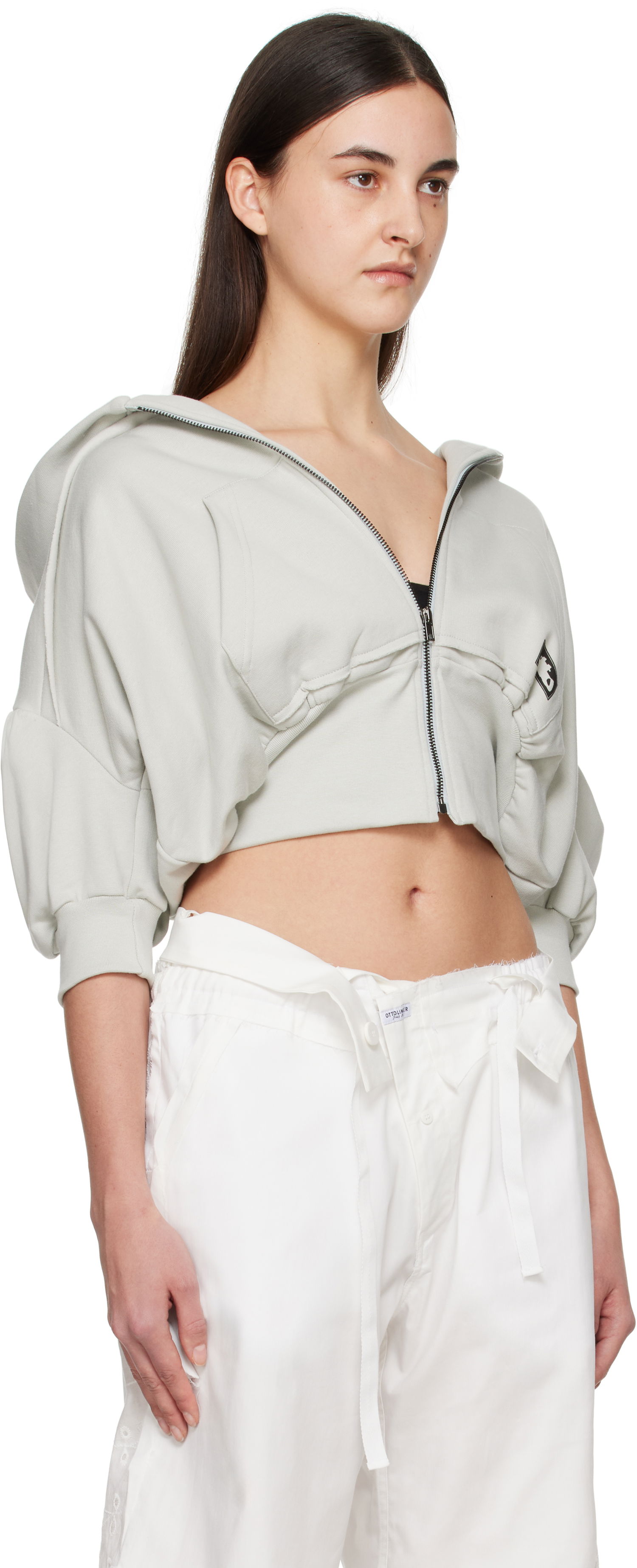 Mikina Ottolinger Ottolinger Cropped Short Sleeve Hoodie Šedá | 11560011502, 1