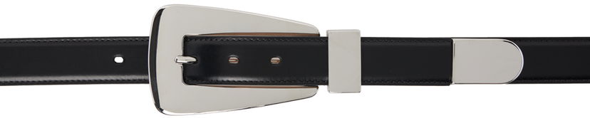 Opasok Khaite Lucca Silver-Tone Buckle Leather Belt Čierna | 9985-763