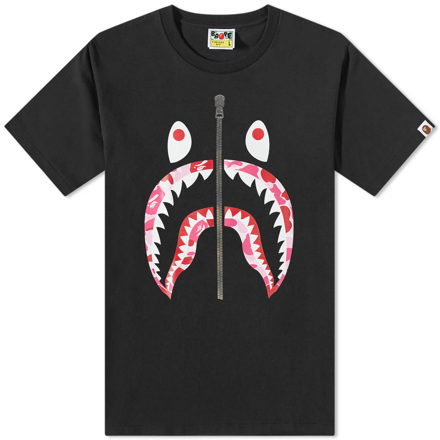 Tričko BAPE ABC Camo Shark T-Shirt Black/Pink Čierna | 001TEJ301007M-BLKPNK, 0