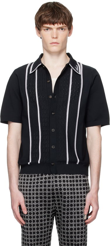Polo tričko AMIRI AMIRI Script Stripe Knit Polo Čierna | AMKNIR1025, 0