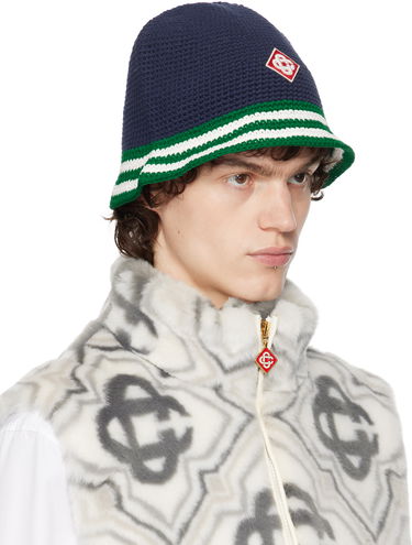 Klobúk Casablanca Casablanca Stripe Crochet Bucket Hat Modrá | APS25-HAT-075-01, 3