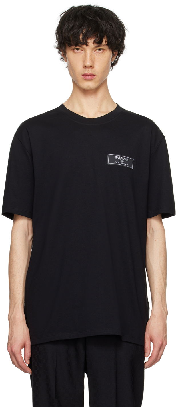 Tričko Balmain Patch T-Shirt Čierna | CH1EG000JB54