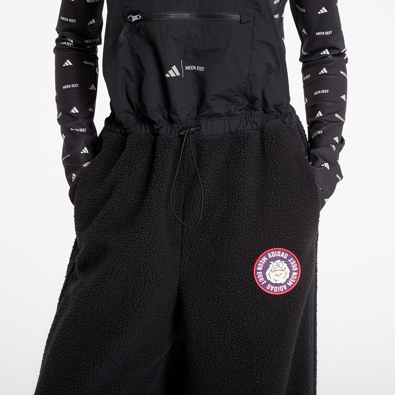 Overal adidas Performance Moonboot Wide-Leg Fleece Bib Pant Čierna | JM6494, 1