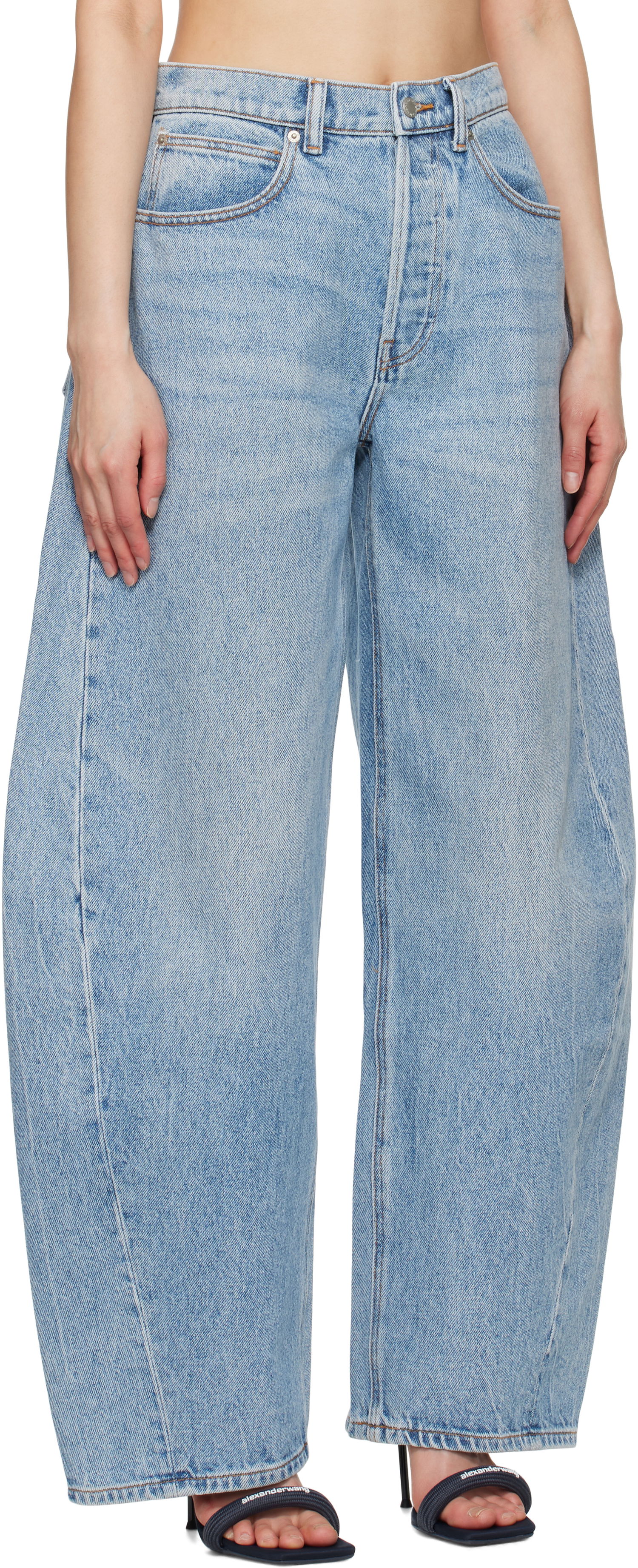 Džínsy Alexander Wang Alexander Wang Oversized Rounded Mid-Rise Jeans Modrá | 4DC2254701, 1