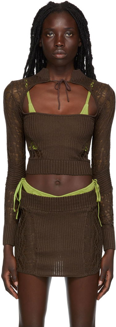 Sveter GUIZIO Guizio Cutout Turtleneck Top Hnedá | MCTT 2, 0