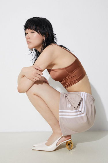 Šortky adidas Originals adidas Originals 3 Stripe French Terry High Waist Shorts Béžová | IP0694, 5