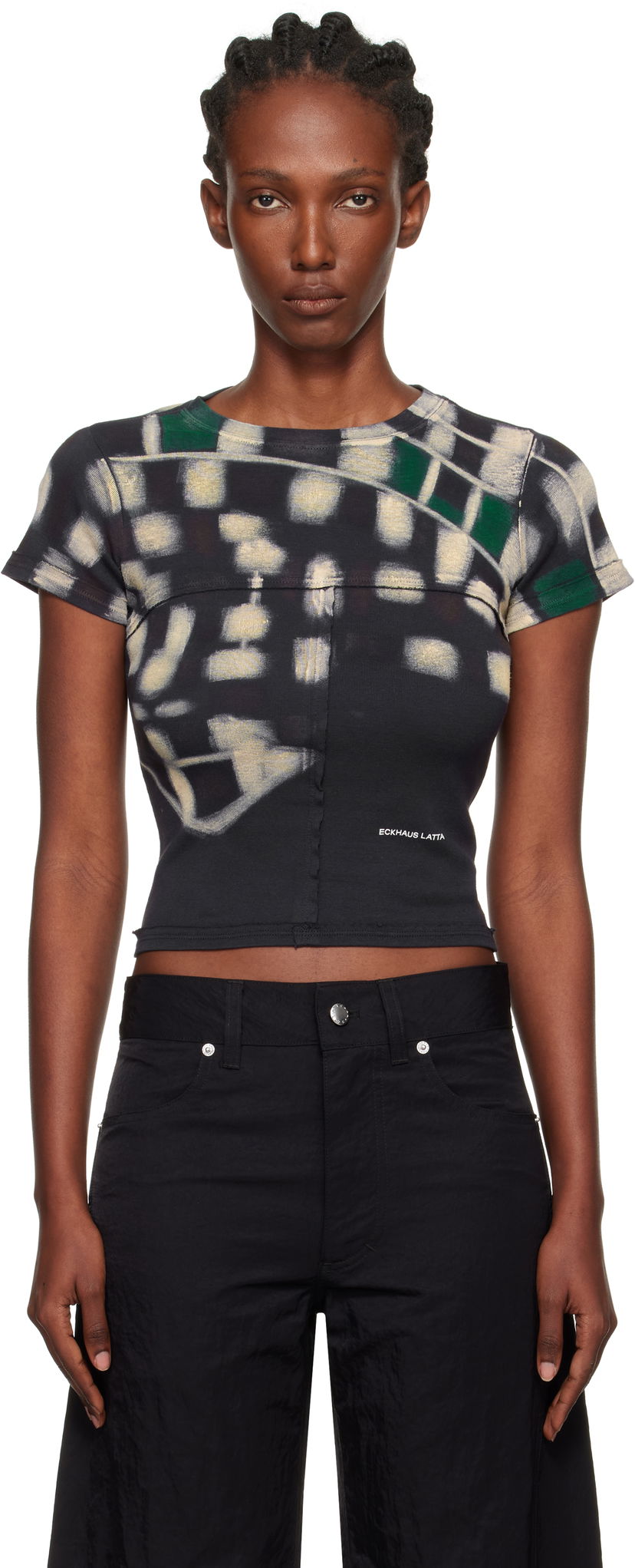 Tričko Eckhaus Latta Eckhaus Latta Lapped Baby T-Shirt Čierna | 303-EL-PF25-P -