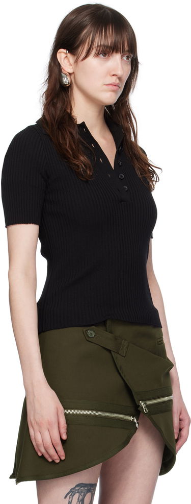 Polo tričko Courrèges Courrèges Ribbed Knit Polo Shirt Béžová | VESMPO029FI0001, 4