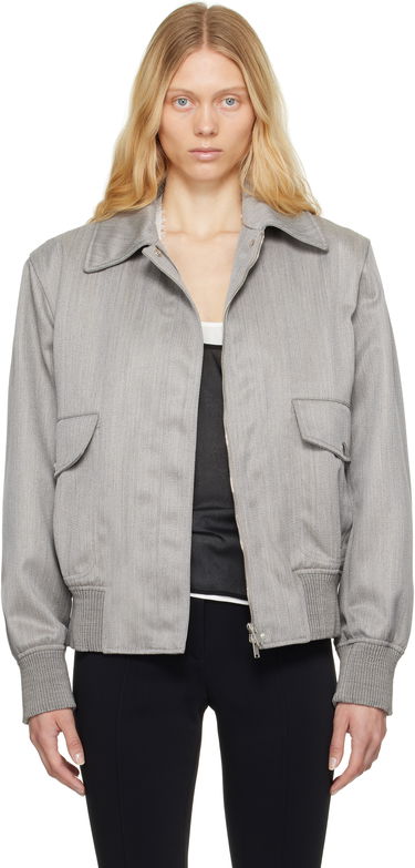 Bomber bunda Stella McCartney Stella McCartney Boxy Collared Bomber Jacket Šedá | 6801293FU750, 0