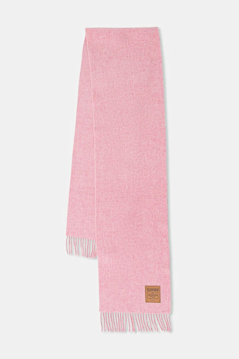Šál GANNI Double Face Wool Solid Smooth Scarf Ružová | A6942