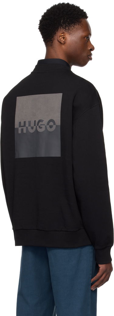 Mikina BOSS Cotton-Terry Sweatshirt with Split Logo Čierna | 50542847, 3