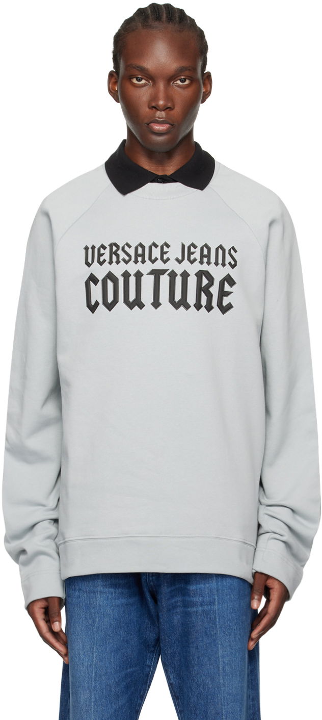 Tričko Versace Jeans Couture Blue Appliqué Sweatshirt Šedá | E77GAIL01_ECF02L, 0