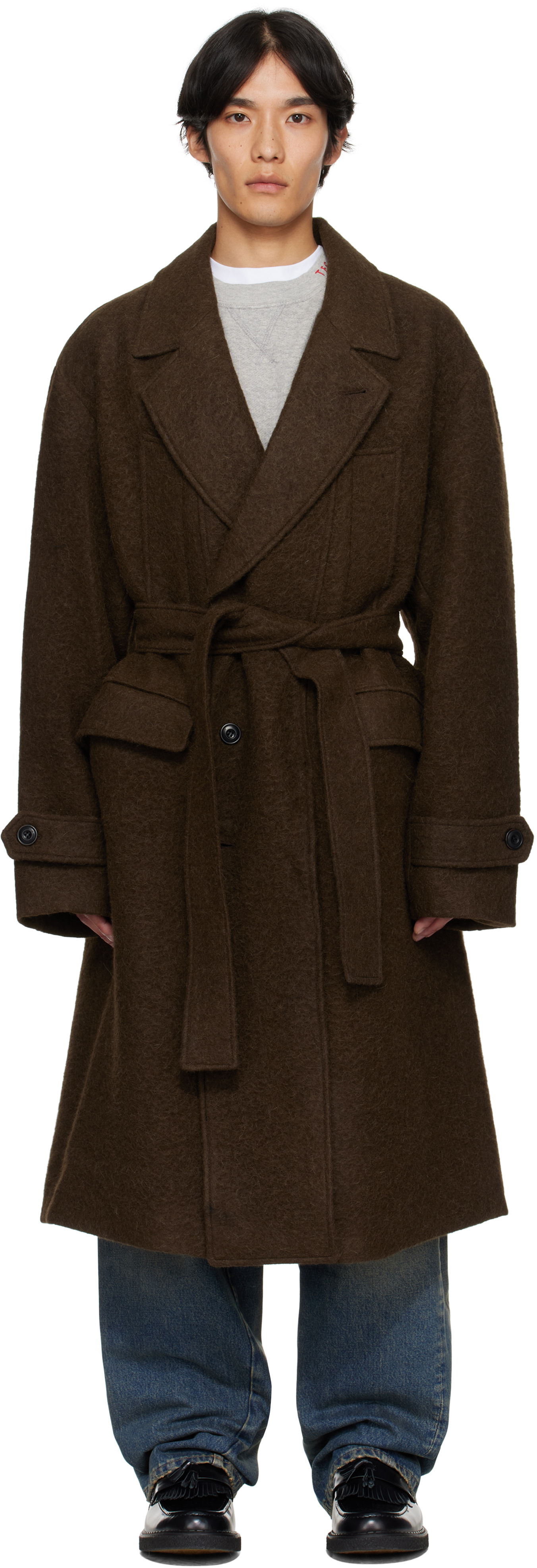 Kabáty Andersson Bell Andersson Bell Mattia Shaggy Wool Robe Coat Hnedá | awa714m, 0