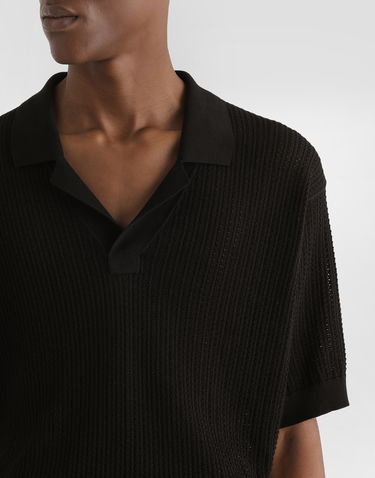 Polo tričko Dolce & Gabbana Dolce & Gabbana Short-Sleeved Openwork Polo Shirt Čierna | GXZ63TJBCFMN0000, 3