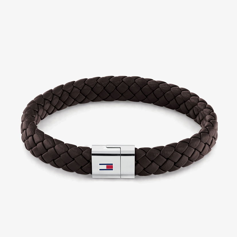 Náramok Tommy Hilfiger Braided Leather Bracelet with Clasp Hnedá | 2790330