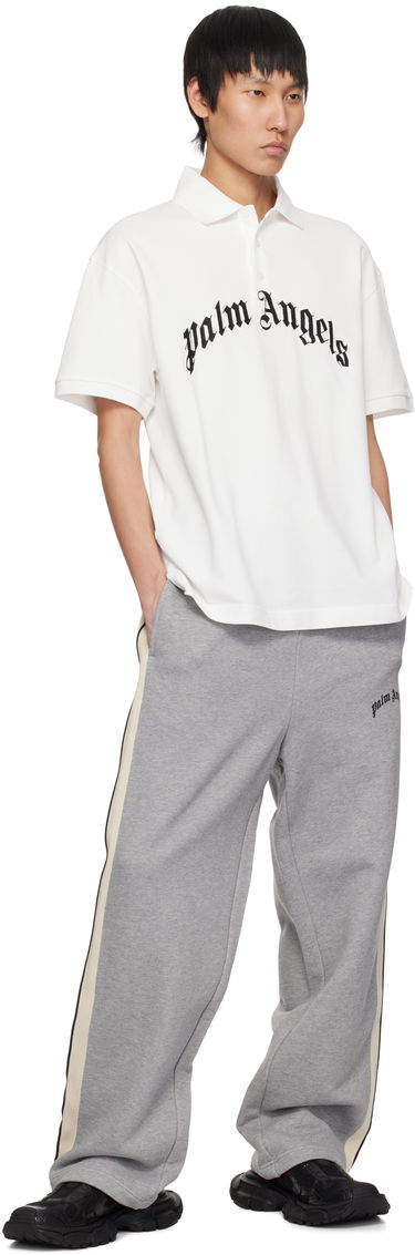 Polo tričko Palm Angels Palm Angels Curved Logo Polo Biela | PMGB012S25FAB0030310, 3