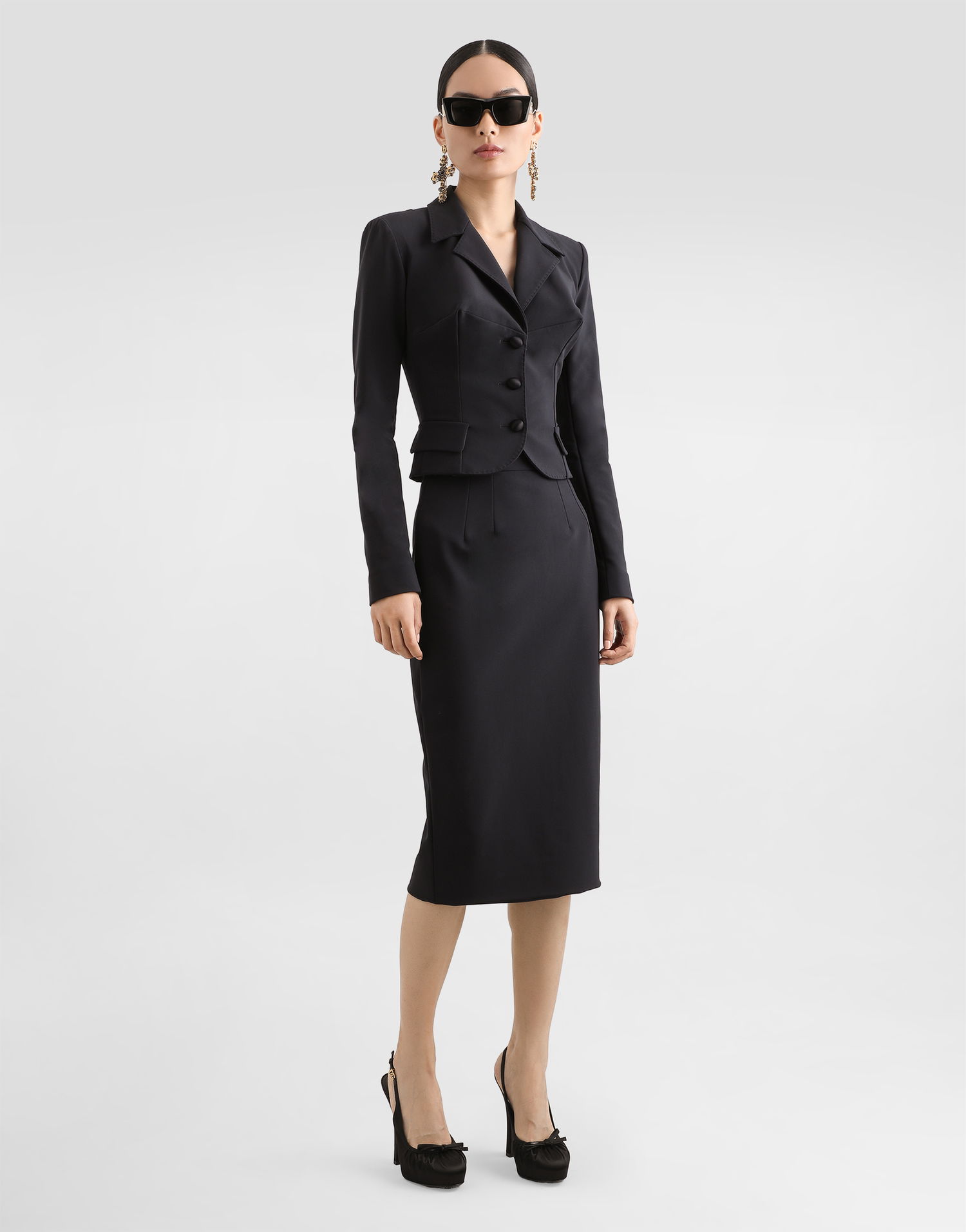 Sukňa Dolce & Gabbana Dolce & Gabbana Technical Cady Calf-Length Pencil Skirt Čierna | F4C5TTFUUC7N0000, 1