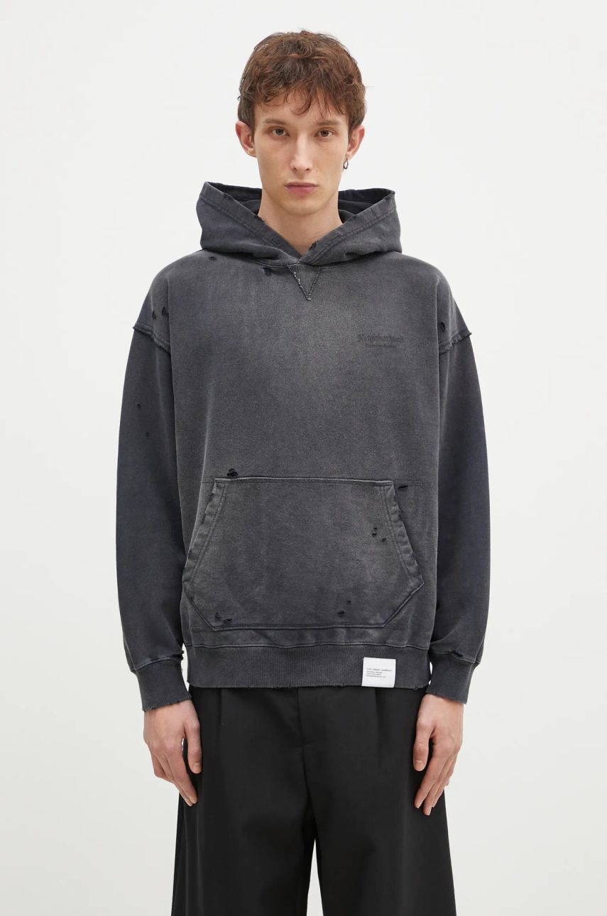 Mikina Neighborhood NEIGHBORHOOD Distressed Hoodie Šedá | 242OKNH.CSM02, 0