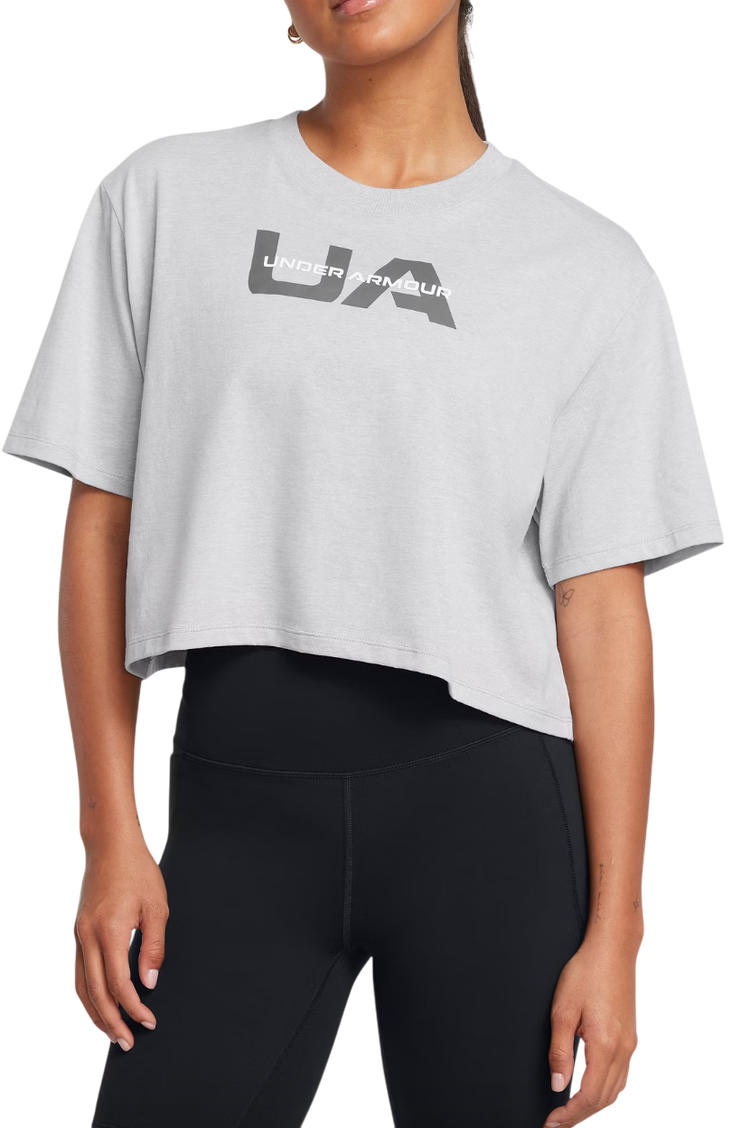Crop Top Under Armour Cropped Branded Short Sleeve T-Shirt Šedá | 1386846-012, 0