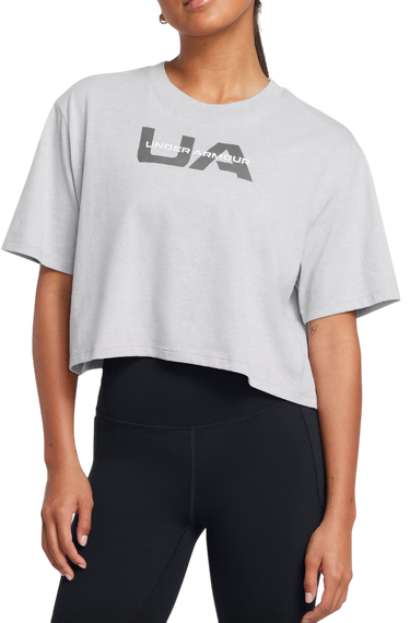 Crop Top Under Armour Cropped Branded Short Sleeve T-Shirt Šedá | 1386846-012, 0