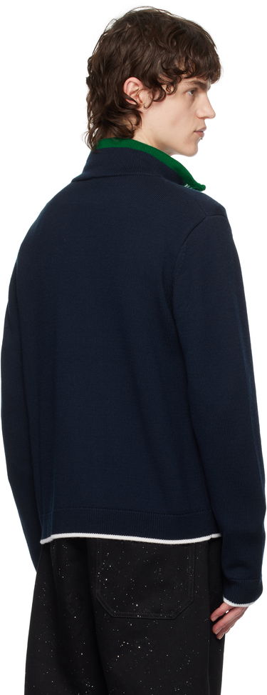 Sveter Casablanca Casablanca Knit Tennis Track Sweater Navy | MPS25-KW-845-01, 2