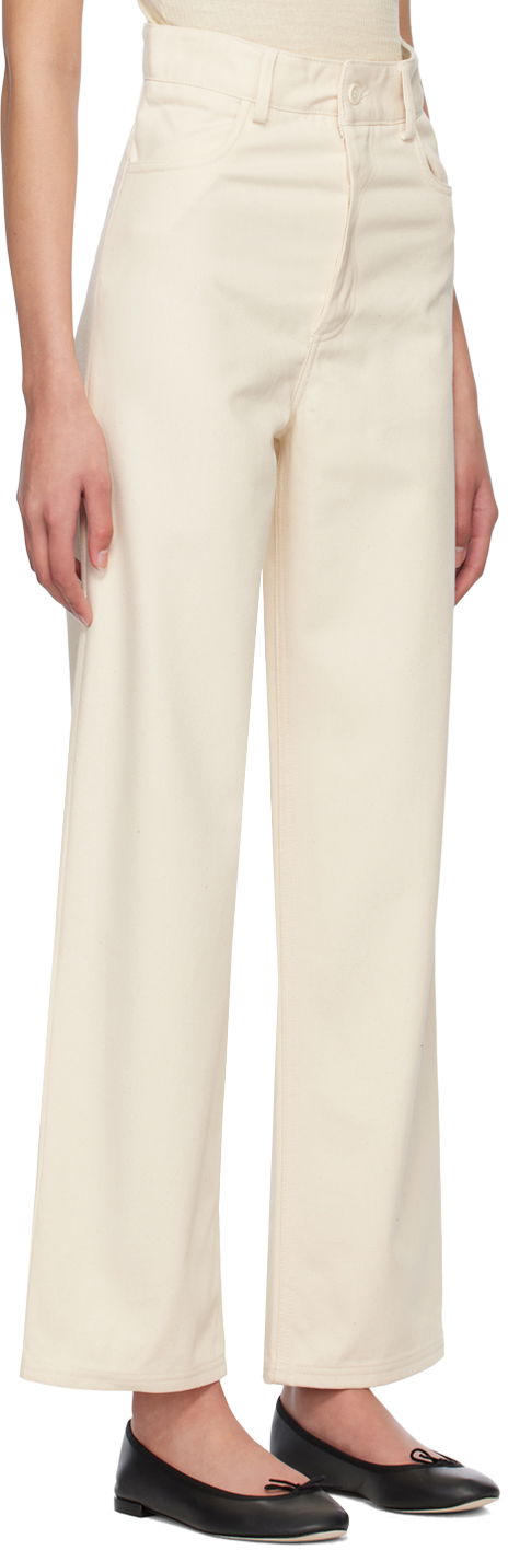 Nohavice Baserange Wide Leg Cotton-Twill Trousers Biela | TRNA-CC-SP23, 1