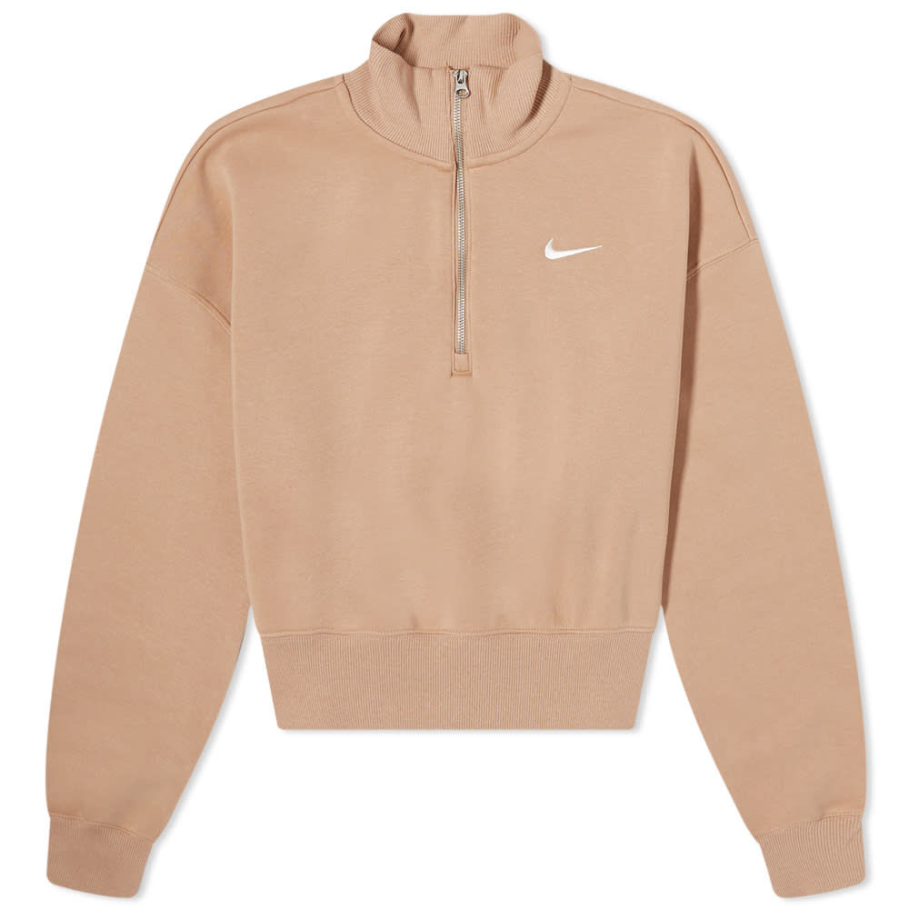 Mikina Nike Phoenix Fleece Quarter Zip Crop Béžová | DQ5767-200, 0