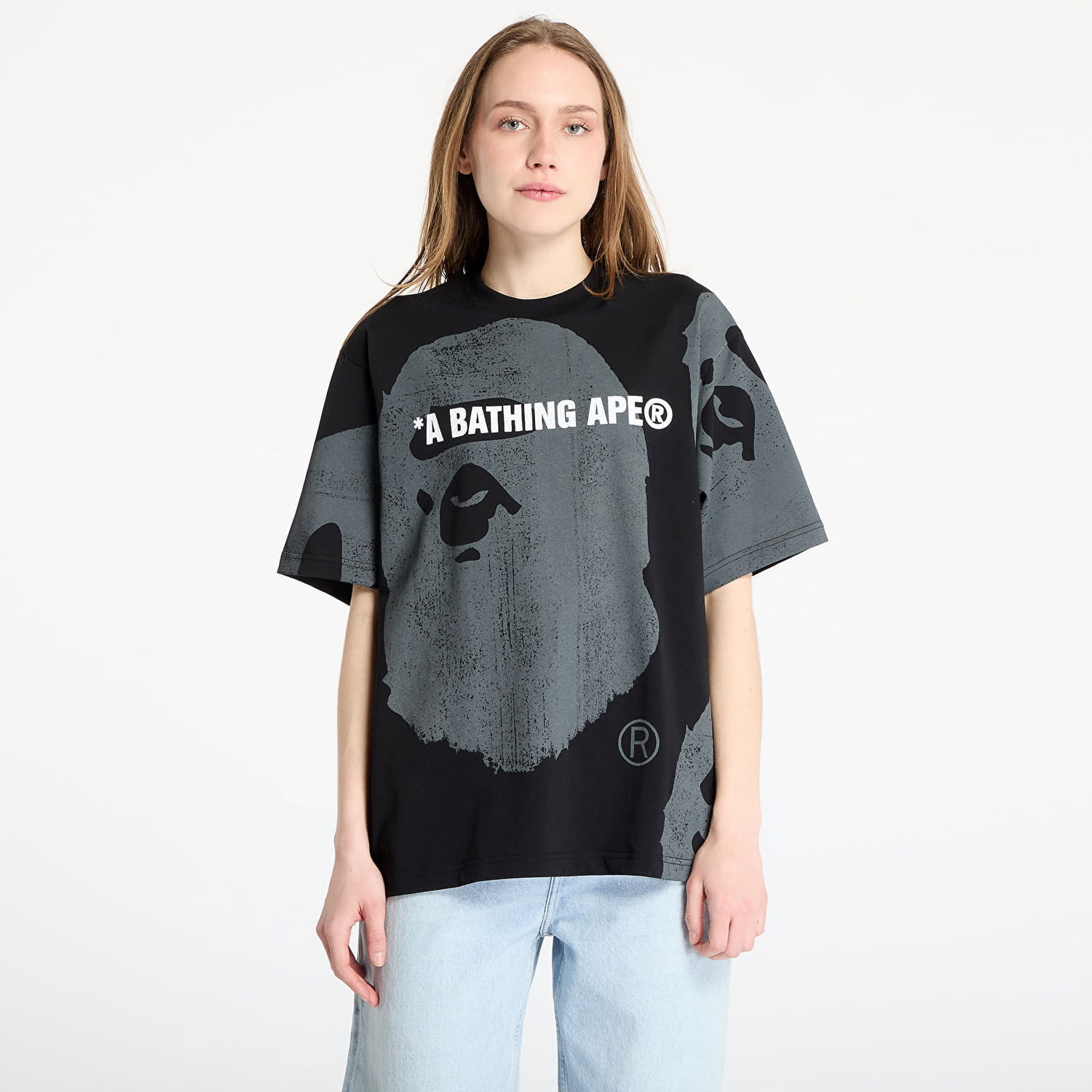Tričko BAPE A BATHING APE Water Print Ape Head Relaxed Fit Tee Čierna | 001CSL301338MBLK, 0