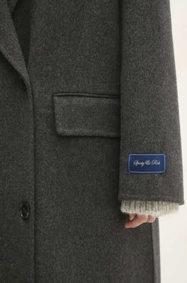 Kabáty Sporty & Rich Double Faced Cashmere Double-Breasted Overcoat Šedá | OW025500000GY17, 3