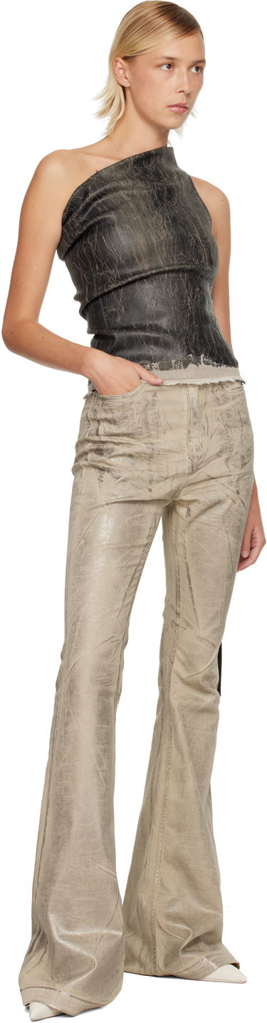 Crop Top Rick Owens Rick Owens DRKSHDW Concordians Athena Asymmetric Distressed Cropped Top Čierna | DS02E7131 SDWF, 3