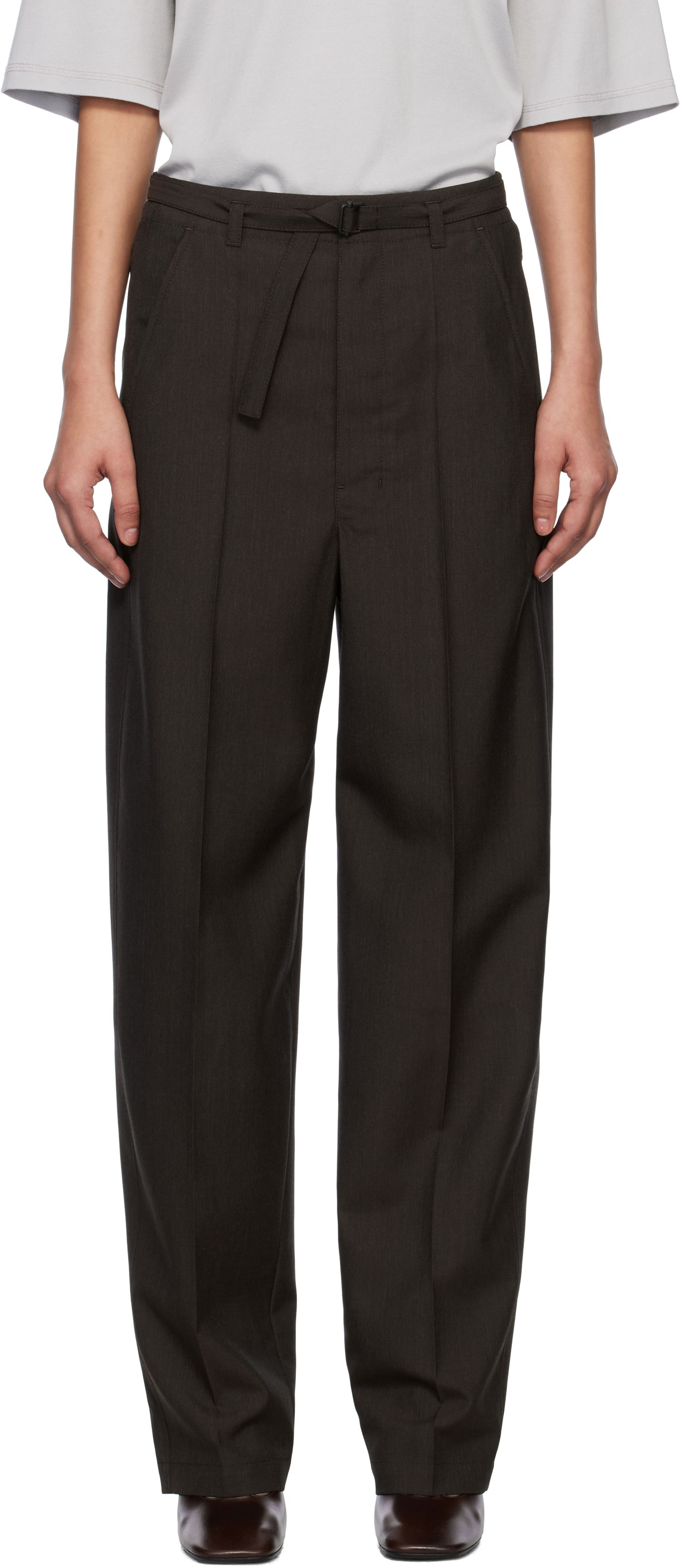 Nohavice LEMAIRE Lemaire Belted Tailored Trousers Hnedá | PA1198 LF414, 0