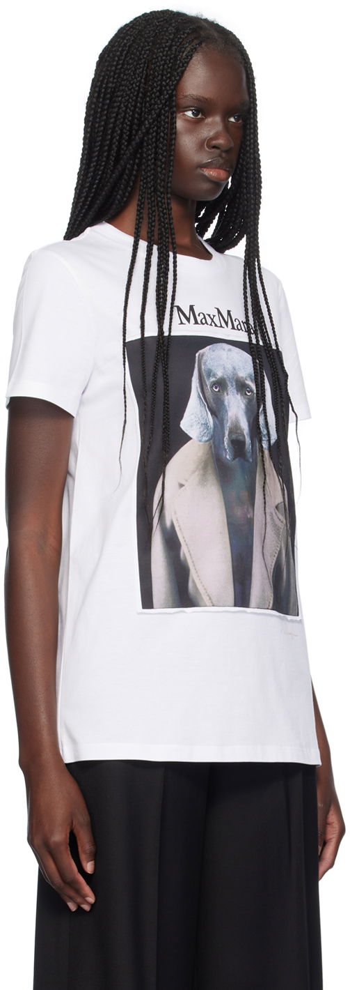 Tričko Max Mara Max Mara Dog-Print T-Shirt Biela | 2421946071600, 1
