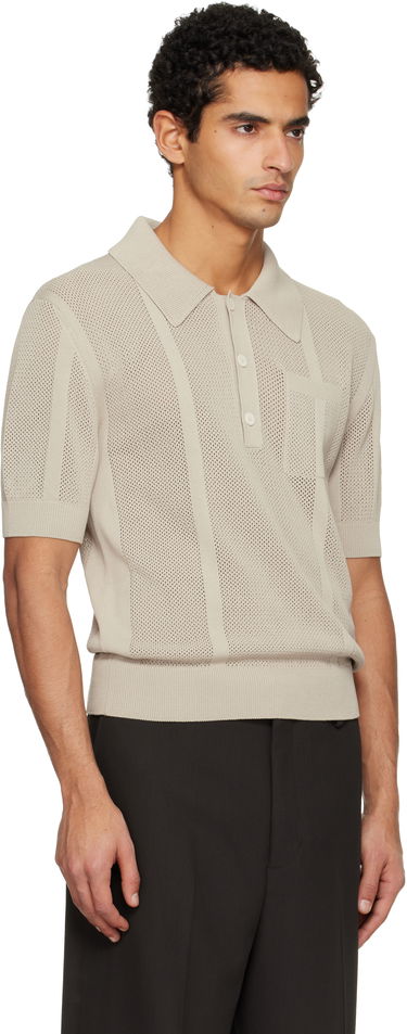 Polo tričko LANVIN Short Sleeve Striped Perforated Knit Polo Béžová | RM-PL0024-K063-E25, 1