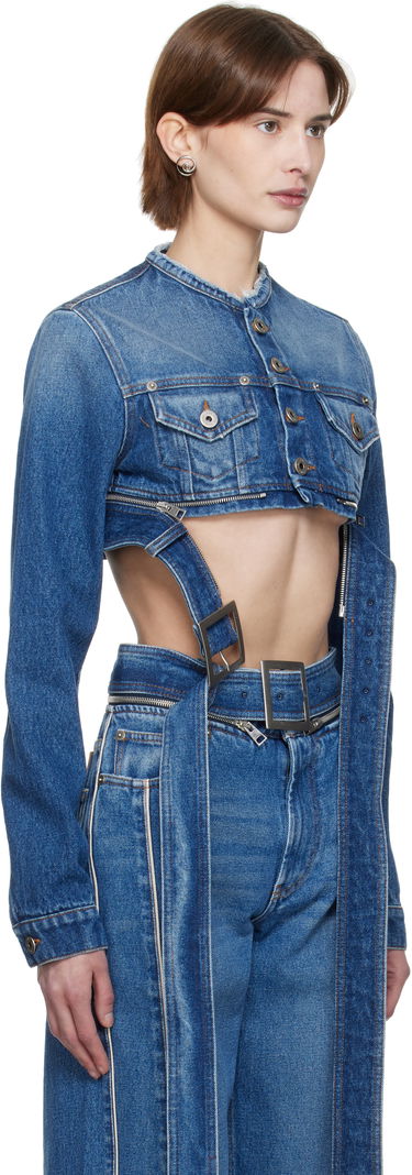 Vesta Jean Paul Gaultier Jean Paul Gaultier 'The Belted' Cropped Denim Jacket Modrá | 25/33-F-VE088-D013-57, 1