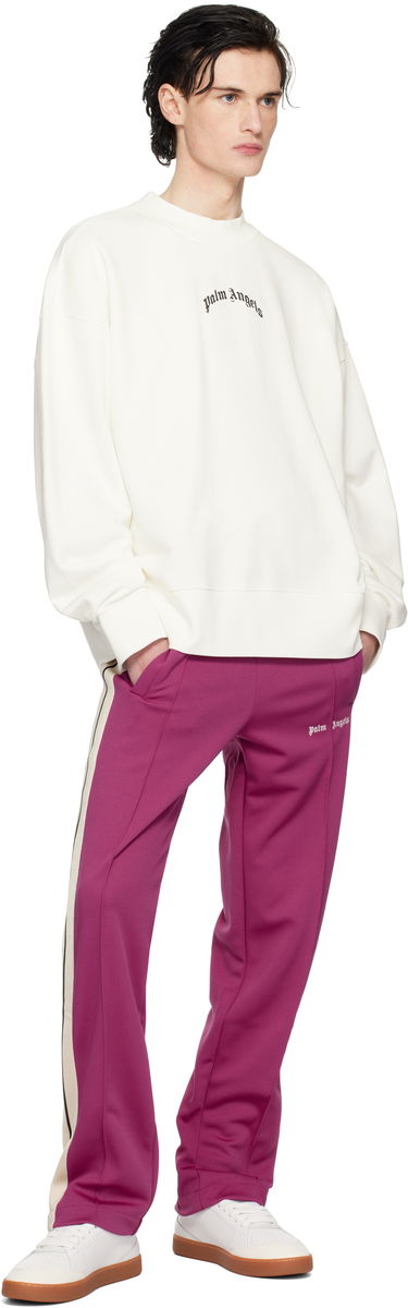 Mikina Palm Angels Curved Logo Crew Sweat Off White/Black Biela | PMBA080S25FLE0010310, 3