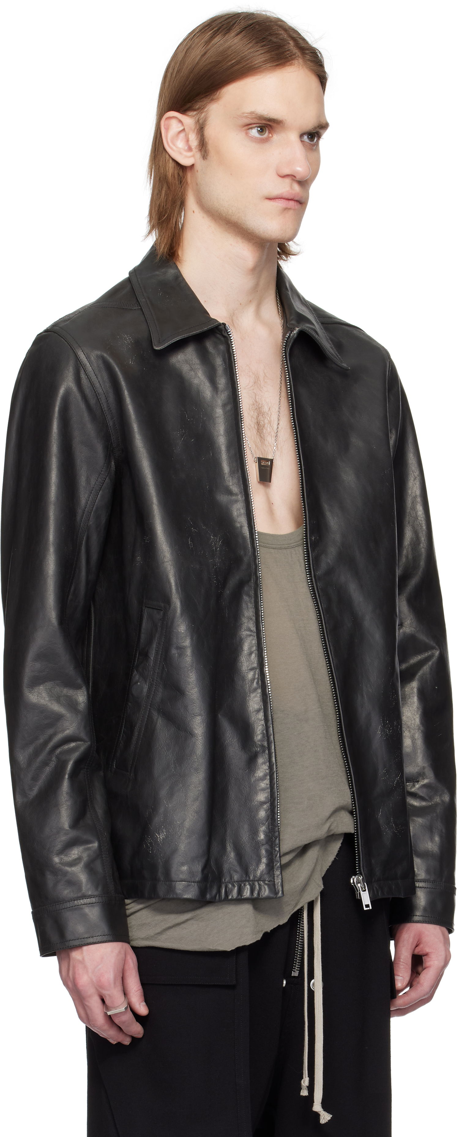 Bunda Rick Owens Rick Owens Hollywood Brad Leather Jacket Čierna | RU01E5764 LTP, 1