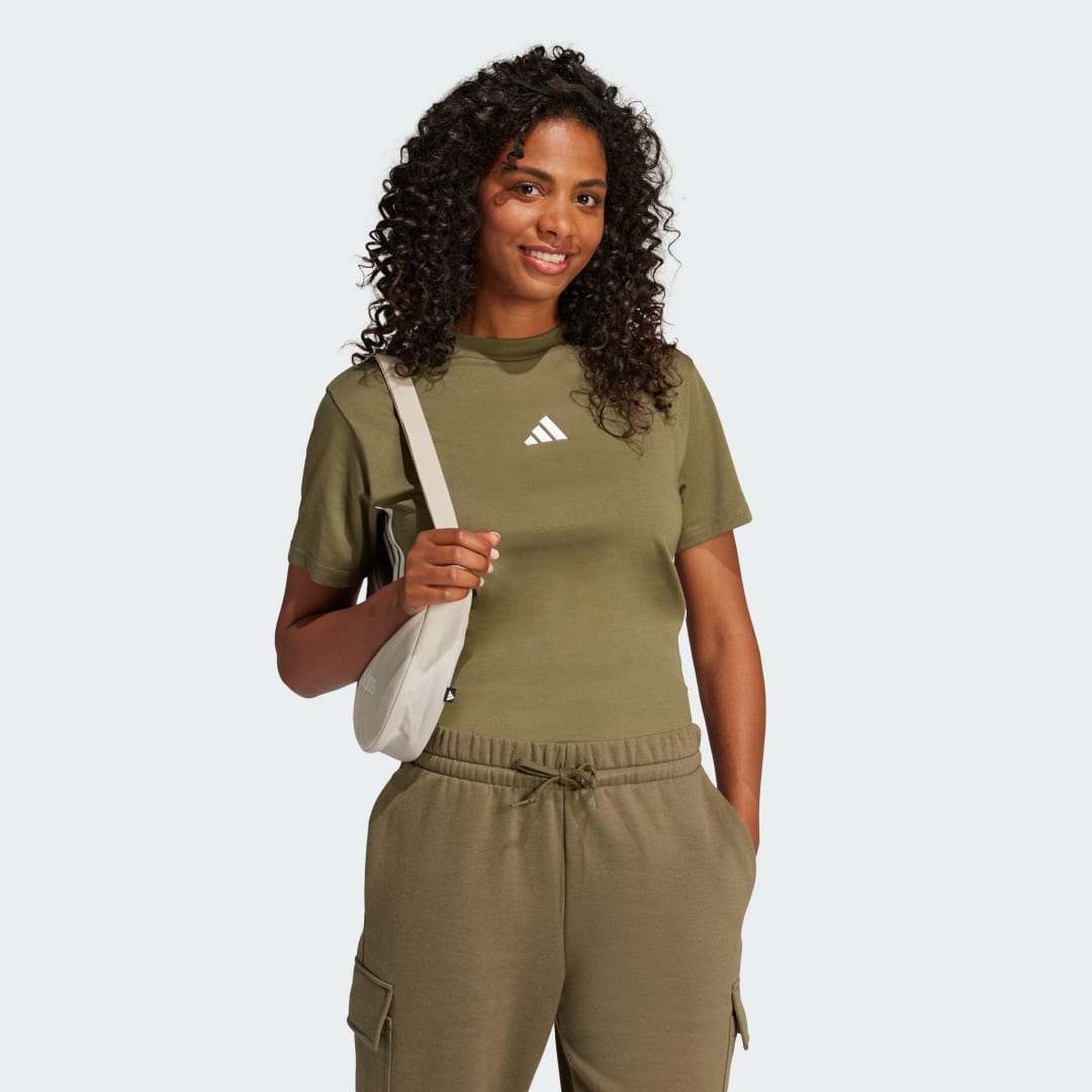 Tričko adidas Performance Cotton T-Shirt With 3 Stripes Zelené | JE1229, 1