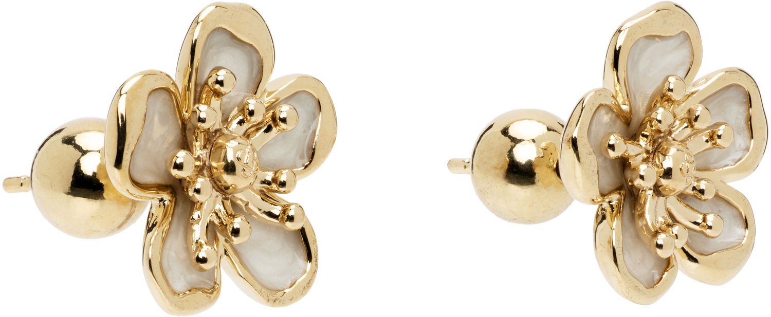 Náušnice Casablanca Casablanca Gold-Tone Enamel Flower Earrings Metalická | A-AW25-JW-342-02, 1