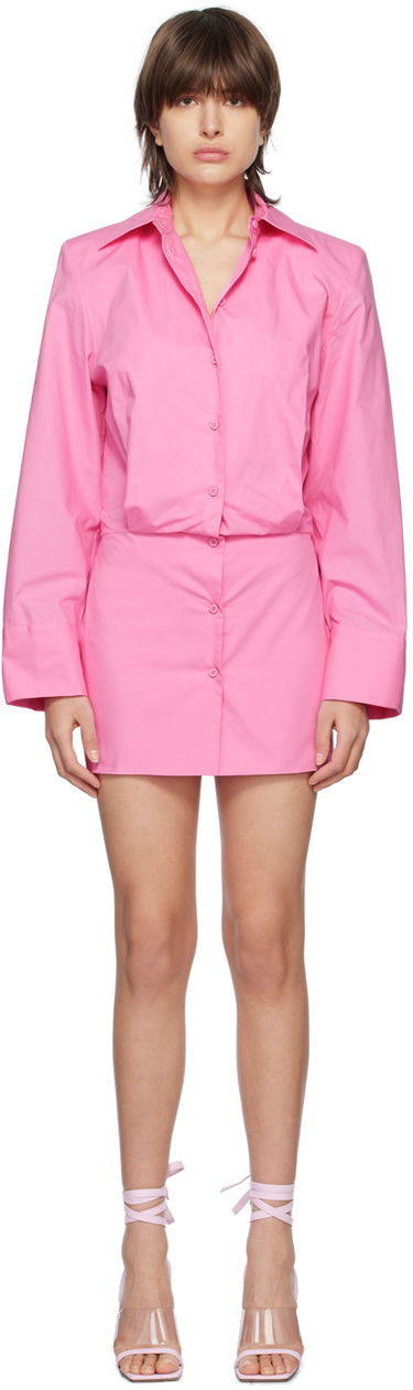 Šaty The Attico Attico Margot Mini Shirt Dress Ružová | 232WCA113 C052, 0