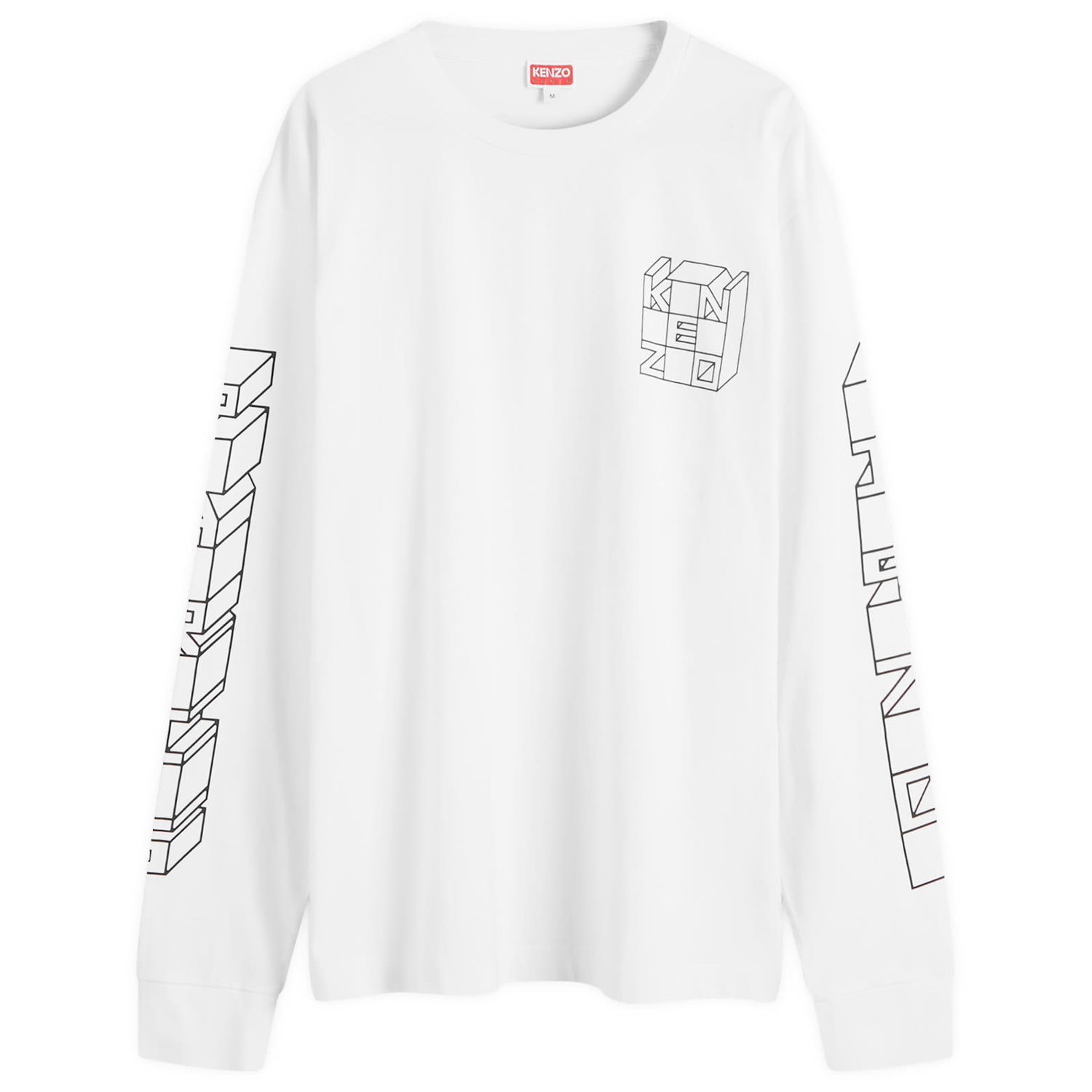 Tričko KENZO Men's Kube Long Sleeve T-Shirt in White, Size Small | END. Clothing Biela | FE65TS2884SG-02, 0