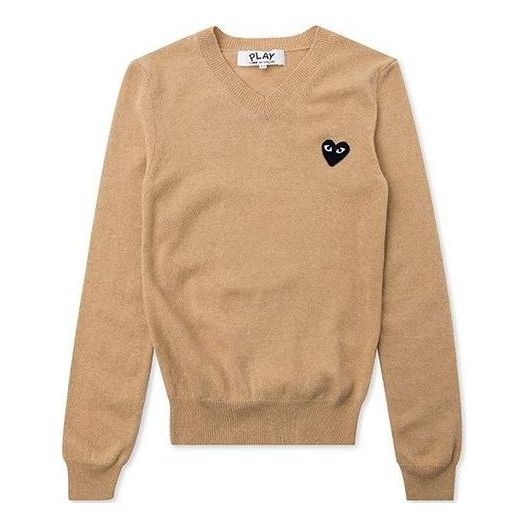 Sveter Comme des Garçons COMME des GARCONS PLAY V-Neck Pullover with Black Heart Béžová | AZ-N017-051-3, 0