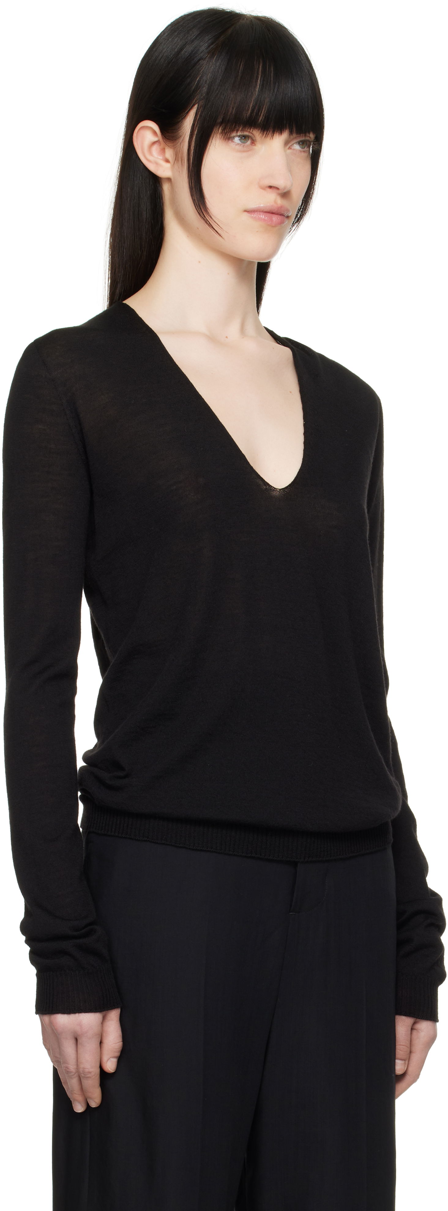 Sveter Rick Owens Rick Owens Hollywood V-Neck Sweater Čierna | RP01E7623 M, 1