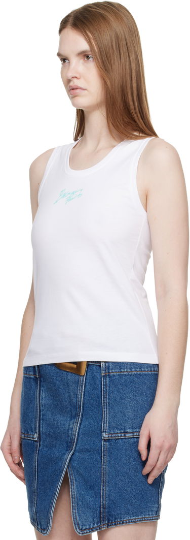 Tielko Balmain Relaxed 'Balmain Paris' Brush Print Tank Top Biela | GF1EB075BD40, 3