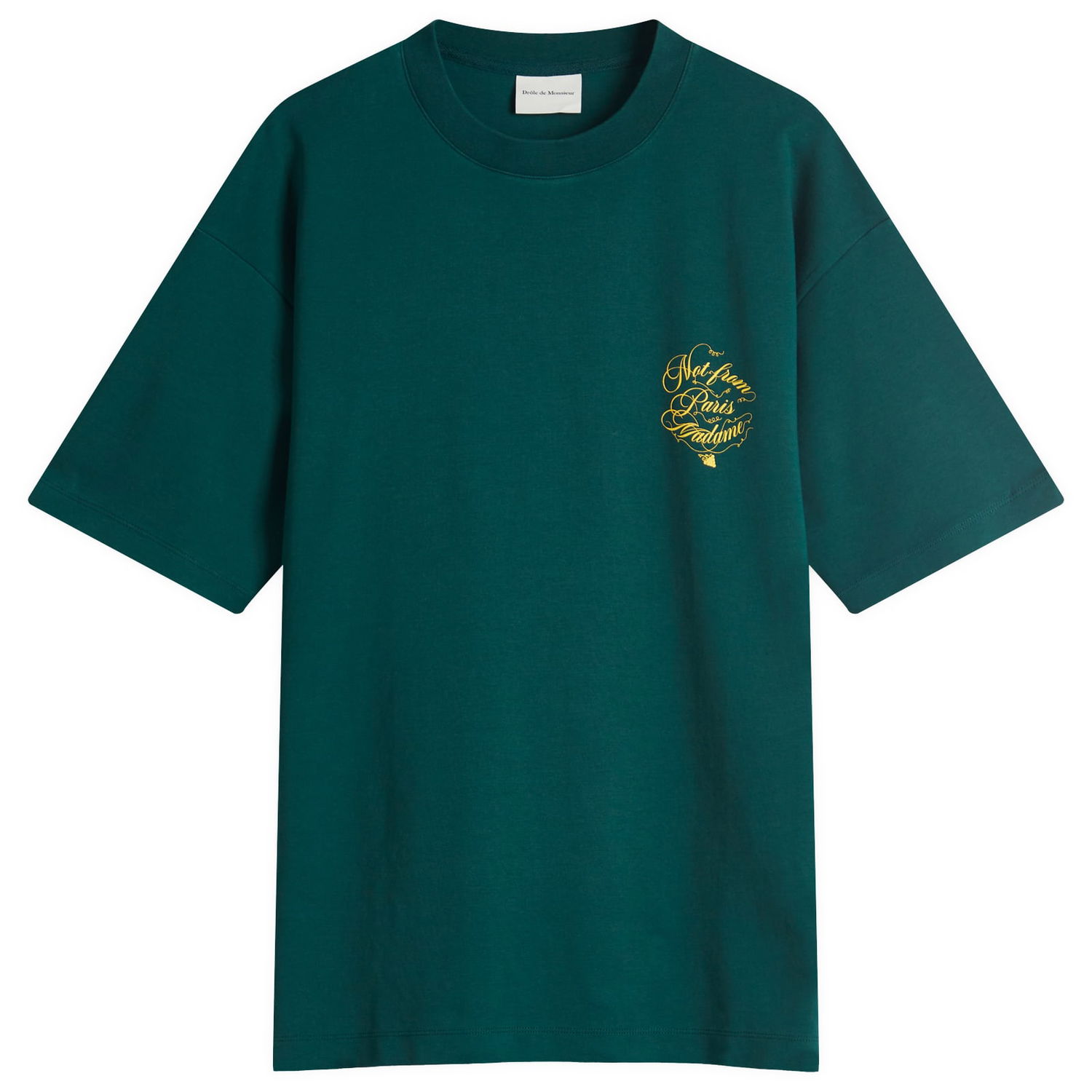 Tričko Drôle de Monsieur Drole de Monsieur Not From Paris Madame Caligraphy T-Shirt, Large Zelené | F-TS226-CO002-DGN, 1